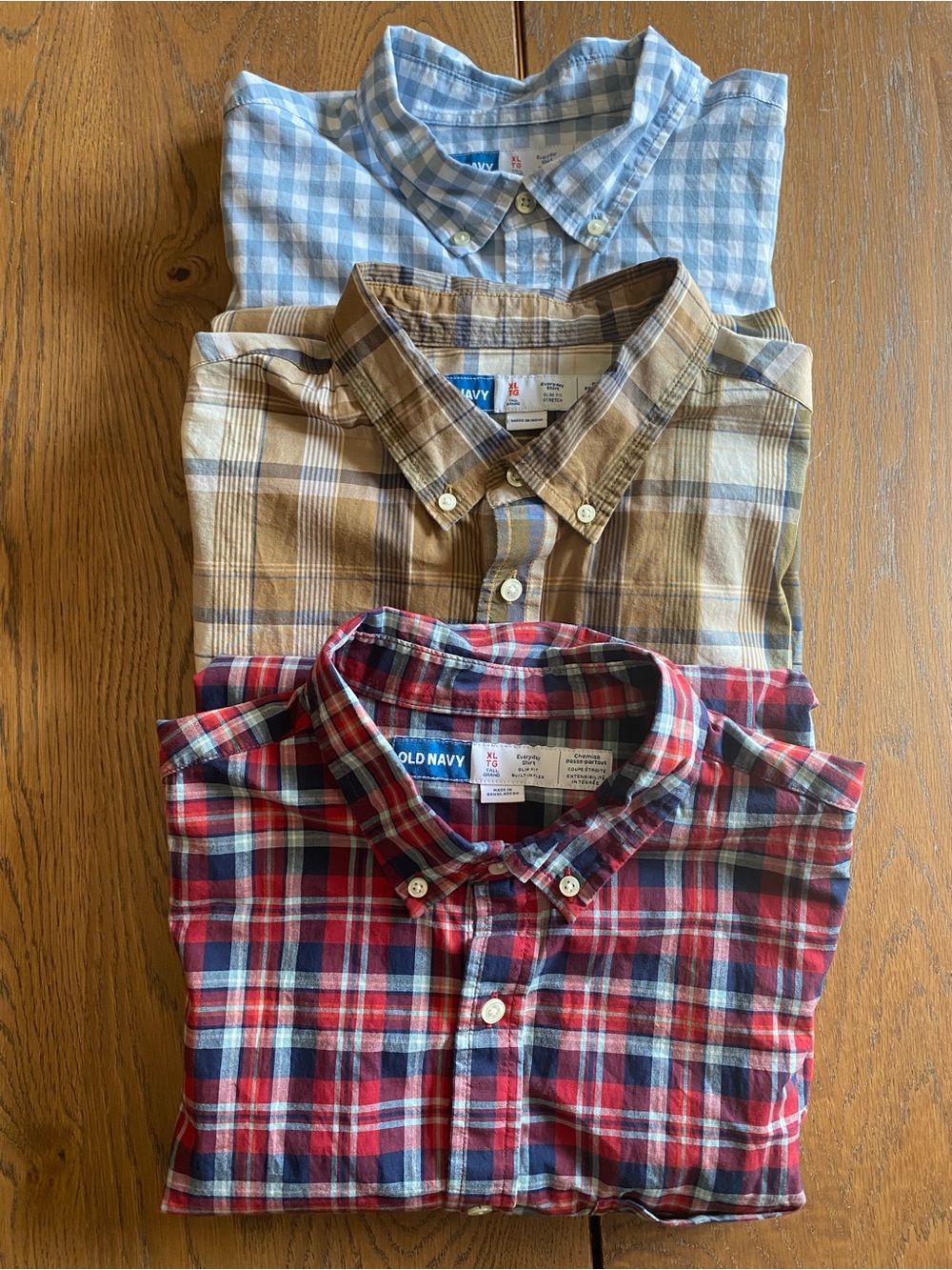 Old Navy Men's Everyday Shirt XL Tall Button Down Shirts Slim Fit Lot of 3